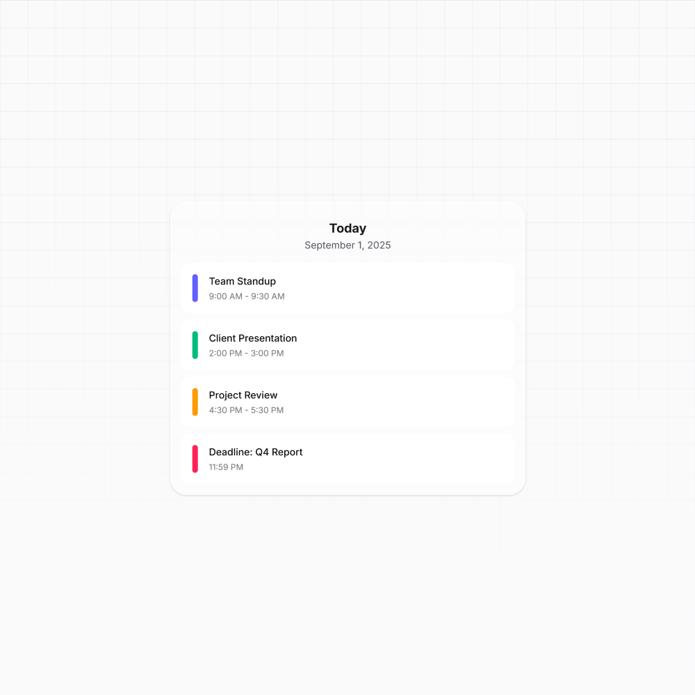 Calendar Event List